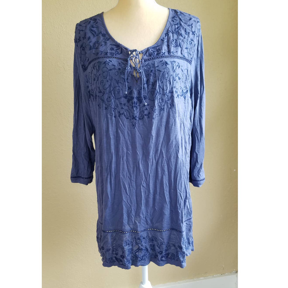 Woolrich Embroidered Tunic Keyhole Lace Up Laser Cut Edge